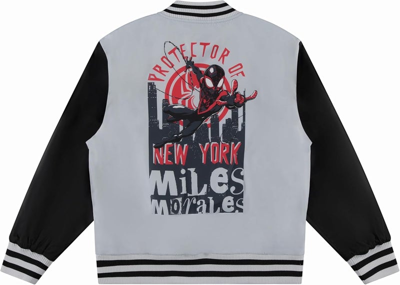 MARVEL Spiderman Miles Morales Varsity Bomber Jacket for Boys - Toddler & Kids Bomber Jacket - Retro Zip-Up Varsity Jackets - Image 2